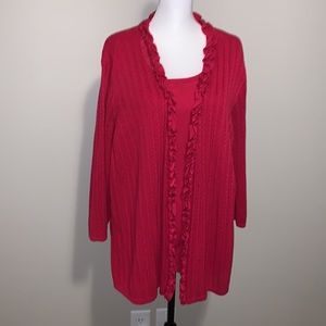 Sag Harbor Hot Pink/Fuchsia Sweater with 2 layers size 3X